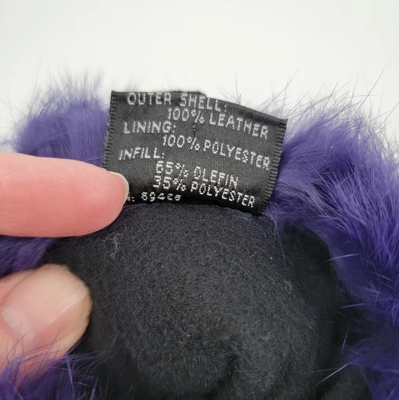 Wilsons Black Leather Purple Fur Cuff Gloves Women's Size Medium Winter Classic - Picture 8 of 9